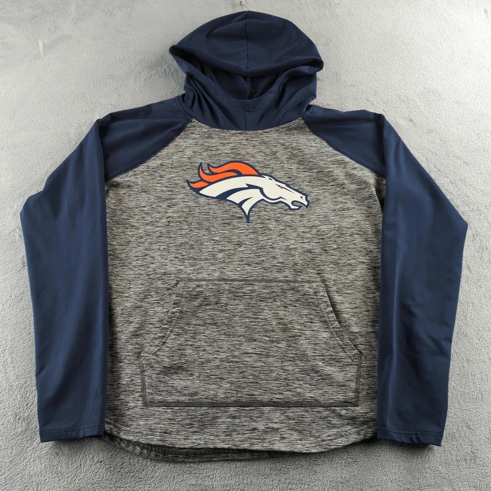 Denver Broncos Hoodie Womens XXL Gray Blue NFL Football Sweatshirt G-III Apparel